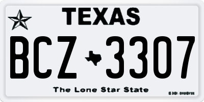 TX license plate BCZ3307