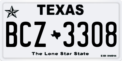 TX license plate BCZ3308