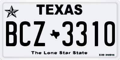 TX license plate BCZ3310
