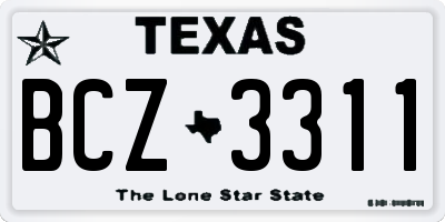 TX license plate BCZ3311