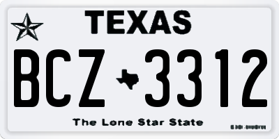 TX license plate BCZ3312