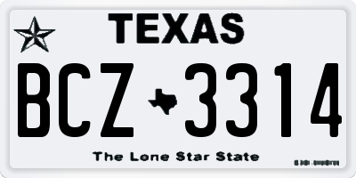 TX license plate BCZ3314