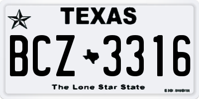 TX license plate BCZ3316