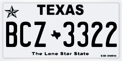 TX license plate BCZ3322