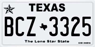 TX license plate BCZ3325