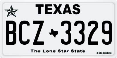 TX license plate BCZ3329