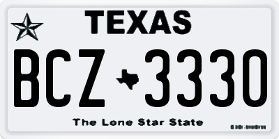 TX license plate BCZ3330