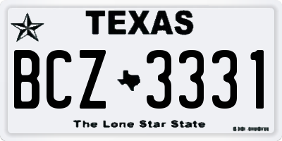TX license plate BCZ3331