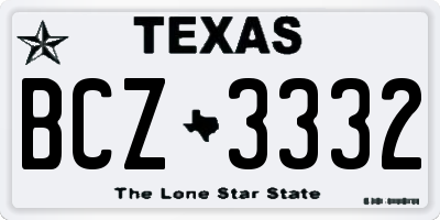 TX license plate BCZ3332