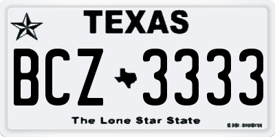 TX license plate BCZ3333