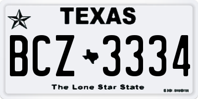 TX license plate BCZ3334