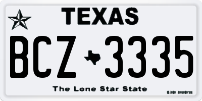 TX license plate BCZ3335