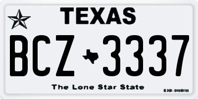 TX license plate BCZ3337