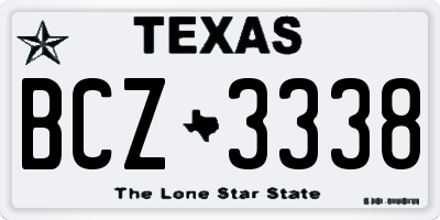 TX license plate BCZ3338