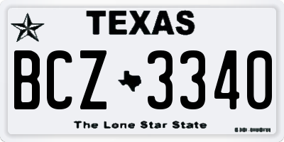 TX license plate BCZ3340