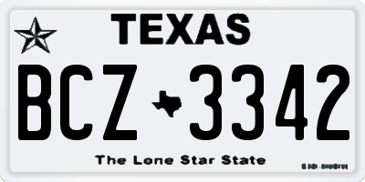 TX license plate BCZ3342