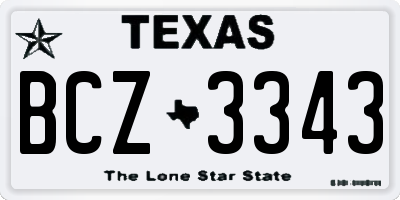 TX license plate BCZ3343
