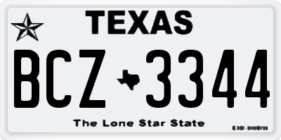 TX license plate BCZ3344