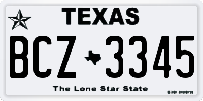 TX license plate BCZ3345