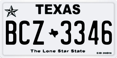 TX license plate BCZ3346