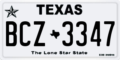 TX license plate BCZ3347