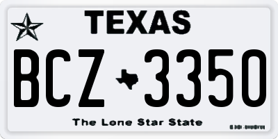 TX license plate BCZ3350