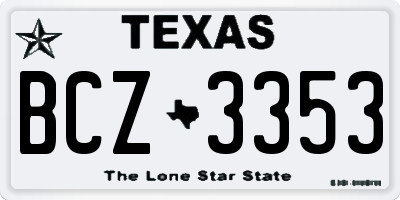 TX license plate BCZ3353