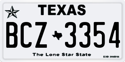 TX license plate BCZ3354