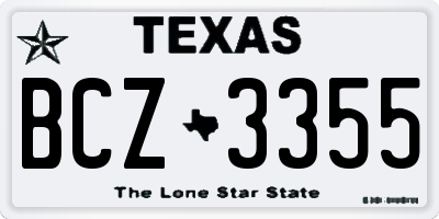 TX license plate BCZ3355