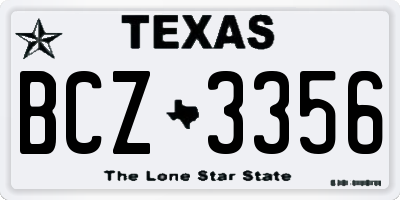 TX license plate BCZ3356