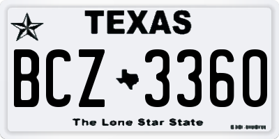 TX license plate BCZ3360
