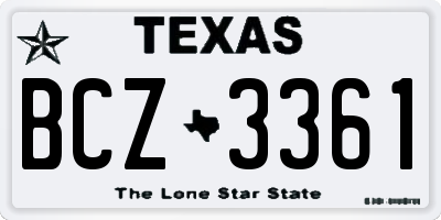 TX license plate BCZ3361