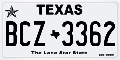 TX license plate BCZ3362