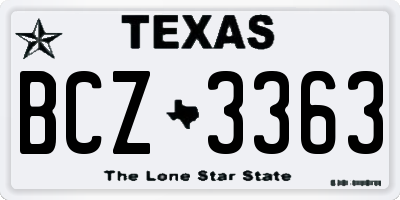 TX license plate BCZ3363