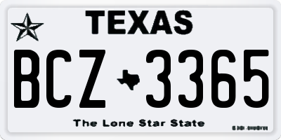 TX license plate BCZ3365