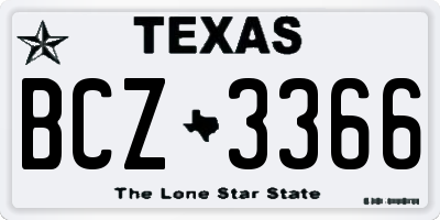 TX license plate BCZ3366