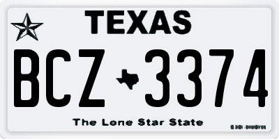 TX license plate BCZ3374