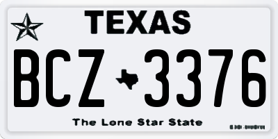 TX license plate BCZ3376