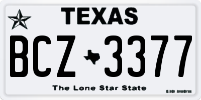TX license plate BCZ3377