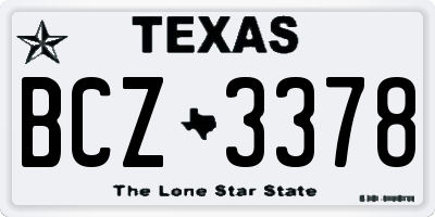 TX license plate BCZ3378