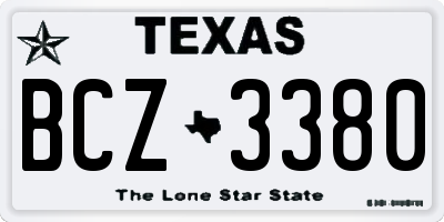 TX license plate BCZ3380