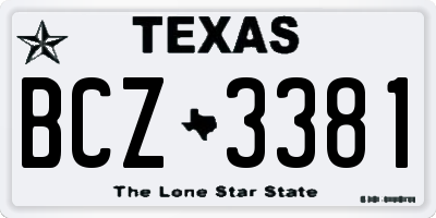 TX license plate BCZ3381