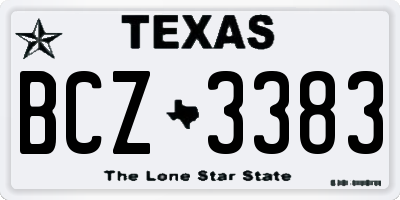 TX license plate BCZ3383