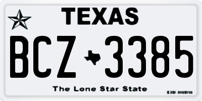 TX license plate BCZ3385