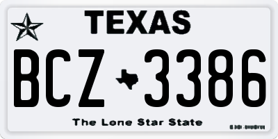 TX license plate BCZ3386