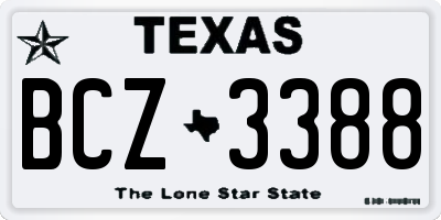 TX license plate BCZ3388