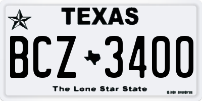 TX license plate BCZ3400