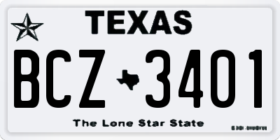 TX license plate BCZ3401