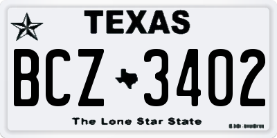 TX license plate BCZ3402