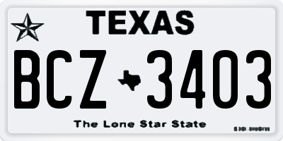 TX license plate BCZ3403